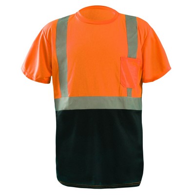 Occunomix LUX-SSETPBK SHORT SLEEVE BLACK BOTTOM WICKING BIRDSEYE T-SHIRT w/POCKET