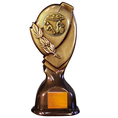 Stock Classic 10" Trophy with 2" Triathlon Coin and Engraving Plate