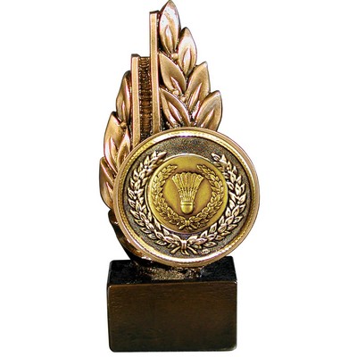 Stock Laurel 9" Trophy with 2" Badminton Coin and engraving plate