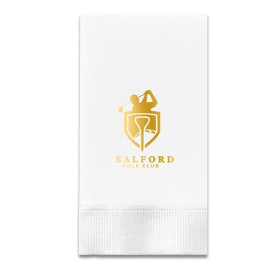 Foil Stamped 3-Ply White Hand Towel