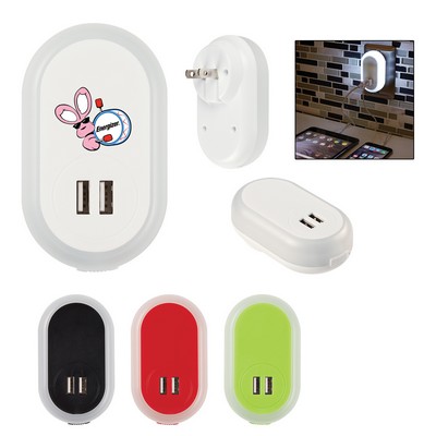 Ul Listed Nightlight A/c Adapter With Dual Usb Ports