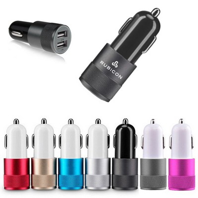 Dual Port 2.1A Car Charger w/Aluminum Collar