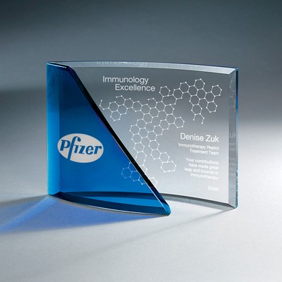 Two-Tone Clear and Blue Crescent Curved Glass (Blue)