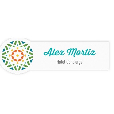 Full Color Plastic Name Badge - Side Circle, 3¾" x 1¼"
