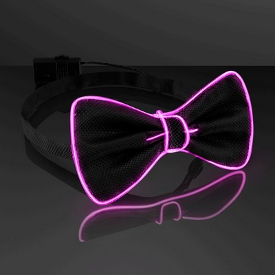 Light Up Pink Bow tie, Glowing EL Wire - BLANK