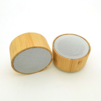 Wood Grain Round Wireless Speaker
