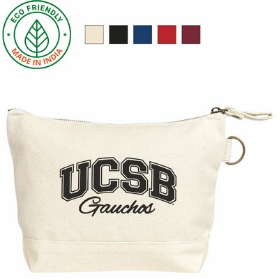 Premium Canvas Zipper Pouch Cosmetic Accessory Travel Promo Gift 16 oz Eco Friendly Beige (11x7x3)