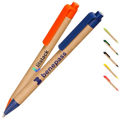 Recycled Pens w/ Custom Logo & Colorful Clip Ballpoint Pen