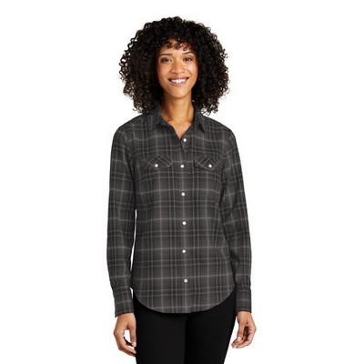 Port Authority® Women's Long Sleeve Ombre Plaid Shirt