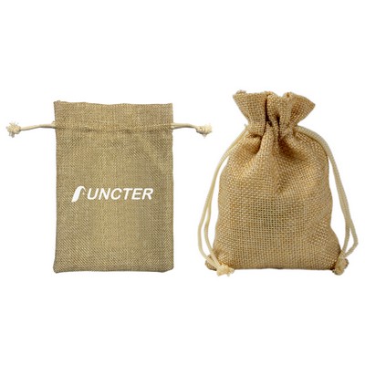 Custom Size Jute Bag With Drawstring Jewelry Pouch 5" x 7"