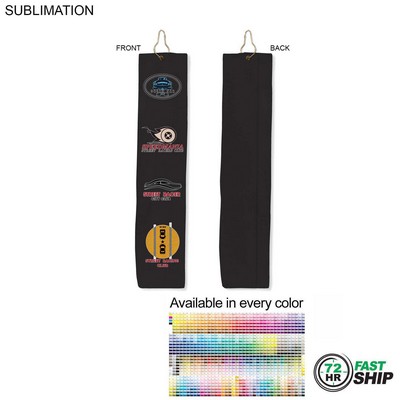 72 Hr Fast Ship - Colored Microfiber Dri-lite Terry Golf Towel, Trifold Grommet and Hook