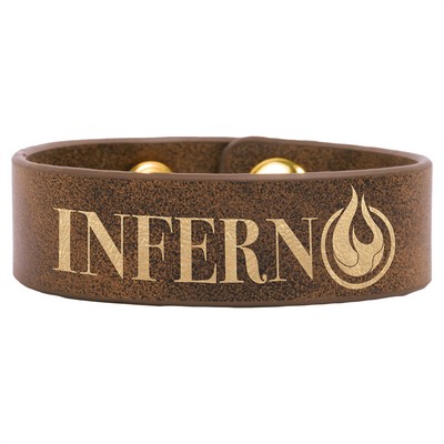 8 1/2" x 3/4" Rustic/Gold Leatherette Youth Cuff Bracelet