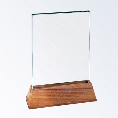 Vertical Rectangle Award w/Slant Walnut Base