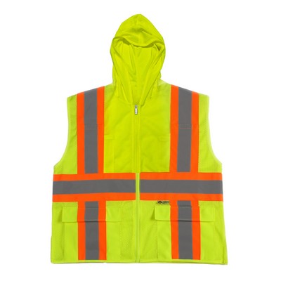 High Visibility UV Protected Hoodie Vest, Class 2, Lime