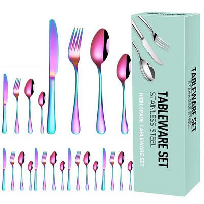 24 Piece Stainless Steel Dinnerware Set