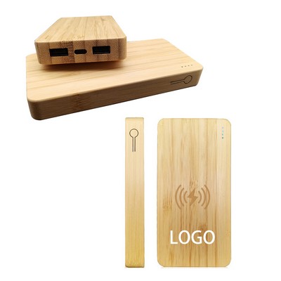 10000mAh Eco-Friendly Bamboo Wireless Power Bank