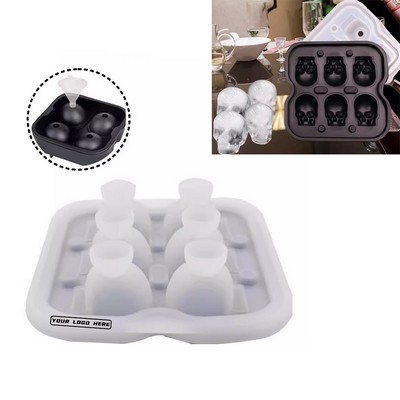 Skull Shaped Silicone Ice Mold w/ Easy Release Lid Design