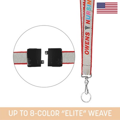 3/4" Woven Lanyard w/ Swivel Snap & Split Ring and Back Breakaway- "Elite" Weave