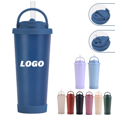 Insulated Coffee Tumblers With Dual-Use Lid And Straw-24Oz