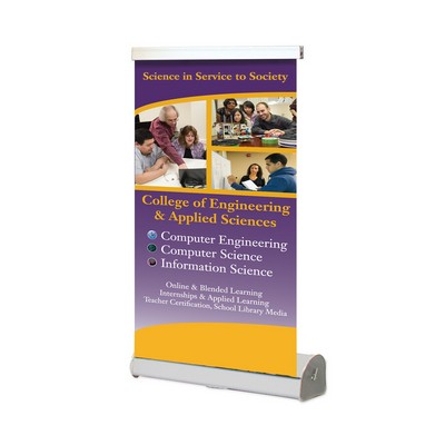 Workhorse - 12" Table Top Retractable Stand - Poly Film Banner. Full Color