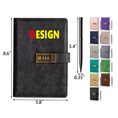 A5 PU Leather Diary Journal with Lock
