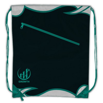 RPET Sublimation Drawstring Bag with Horizontal-Zip Pocket