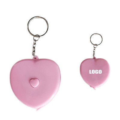 Charming Heart Shaped Tape Ruler Keychain