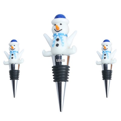 Happy Snowman Design Alloy Wine Cork Bottle Stopper