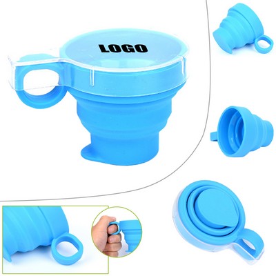 100ml Silicone Collapsible Cup with Transparent Lid and Handle