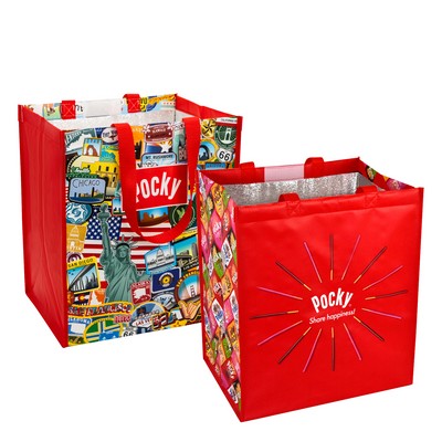 Laminated Woven Insulated Grocery Cooler Bag w/Velcro Closure (13"x15"x10")