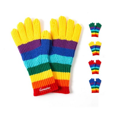 Rainbow Mid Sleeve Knit Gloves