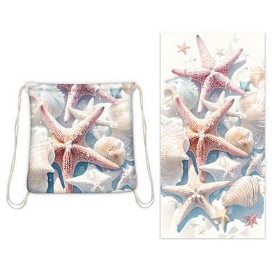 2 in 1 Drawstring Beach Towel Backpack 55 x 28 Inch