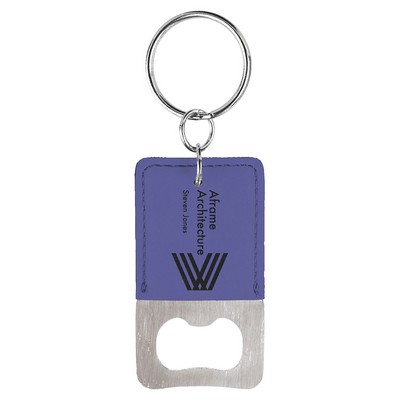 Rectangle Leatherette Bottle Opener Keychain