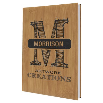 7" x 9.75" Bamboo Leatherette Sketch Book w/Unlined Notepad