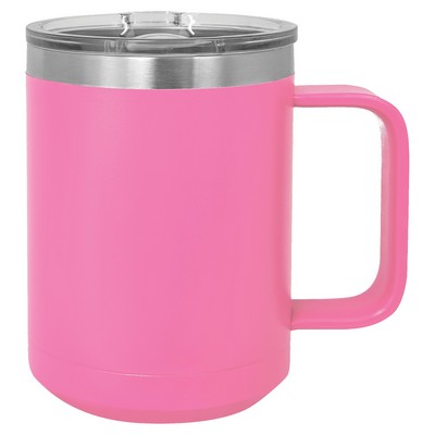 Polar Camel 15 oz. Pink Vacuum Insulated Mug with Slider Lid