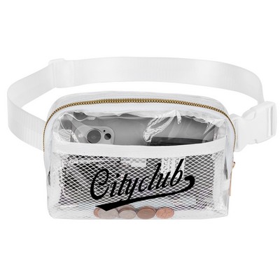 Stadium Cross Body Clear PVC 2-Zipper Fanny Pack Bag
