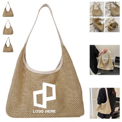 Oversized Straw Tote Bag W/ Inner Pouch