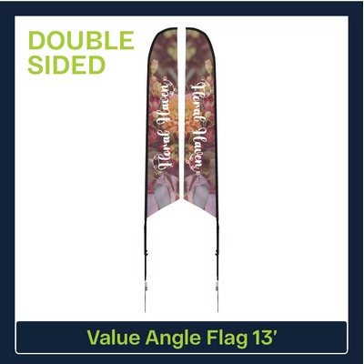 Value 13' Angle Flag - Double Sided w/Spike Base and Carry Bag