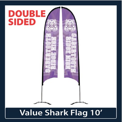 Value 10' Shark Flag - Double Sided Graphic Black X Base