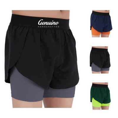 Men's 2-in-1 Polyester Shorts
