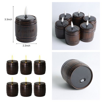 Solar Wooden Barrel Bullet Tea Wax Electronic Candle Light