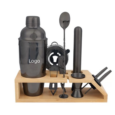 10 In 1 Bartender Cocktail Kit With Bamboo Stand