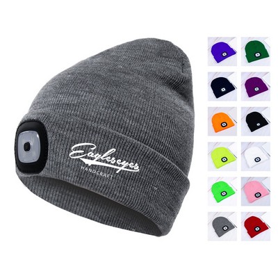 LED Reversible Knit Beanie with USB Rechargeable Light