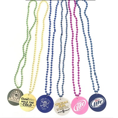 Mardi Gras Bead Necklace With Logo Medallion