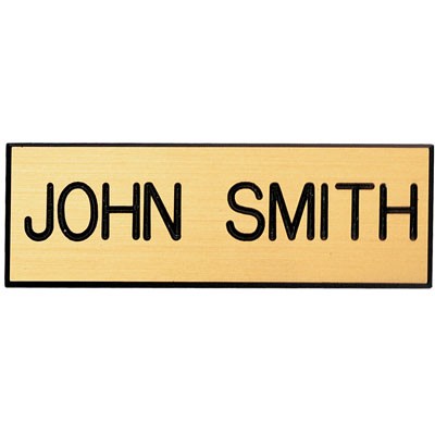 Clutch Back Finding Gold Plastic Name Badge (3" x 1")