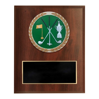 Dark Cherry Finish and Cast Stone Resin Golf Plaque (6"x 8")
