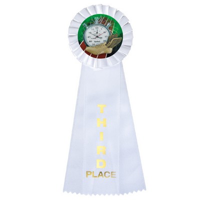 Rosette White 3rd Place 3 Streamer Ribbon (4"x 11")