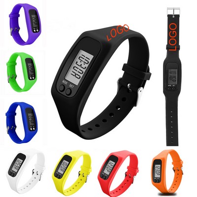 10" Portable Silicone Wrist Step Counter Watch Pedometer