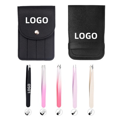 Professional Stainless Steel Eyebrow & Beard Tweezers Set