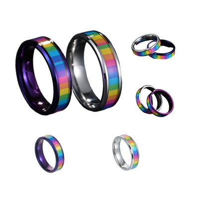 Rainbow Titanium steel Ring Size 5 6 7 8 9 10 11 12 13